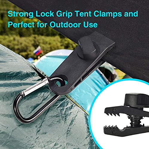 10 Pzs Clips De Lona + 5 Pzs Parches De Reparación De Carpa, Tarp Clips Carpa Clip Abrazadera De Toldo, Clip para Tienda para Toldos, Carpas, Jardinería, Cámping, Tarp, Caravanas