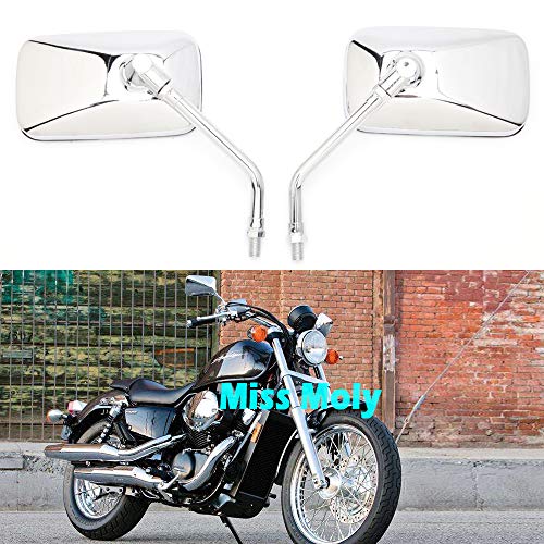 10mm Motocicleta Espejos,M10 Cromo Espejos retrovisores para Shadow VTX Boulevard Vulcan Intruder Scooter (Cromo#2)