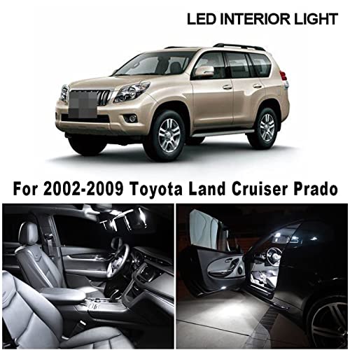 16 Uds. Kit de lámpara de Placa de matrícula de luz de Techo de Mapa Interior Led Blanco 2002-2009, para Toyota Land Cruiser Prado 120 J12   Blanco