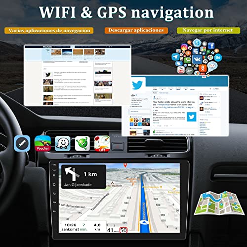 [1G+32G] Radio Coche GPS 2 DIN Android CAMECHO 10 Pulgadas Autoradio Bluetooth Coche con RDS Enlace Espejo WiFi FM Radio de Coche + Doble USB + Micrófono Externo + Cámara Trasera