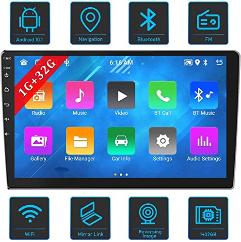 [1G+32G] Radio Coche GPS 2 DIN Android CAMECHO 10 Pulgadas Autoradio Bluetooth Coche con RDS Enlace Espejo WiFi FM Radio de Coche + Doble USB + Micrófono Externo + Cámara Trasera