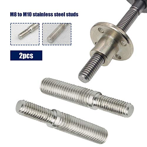 2 unids doble extremo roscado pernos M8 a M10 55mm 304 adaptador de rosca de acero inoxidable para columnas estructurales mecánicas sujetadores