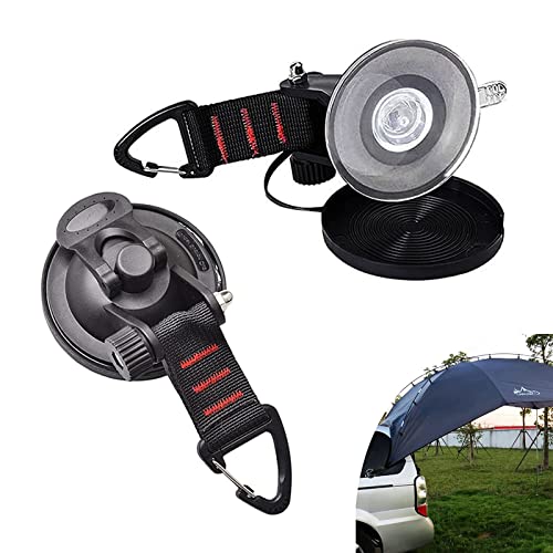 2 ventosas para el coche con gancho, ventosa de fijación para coche, anclaje con gancho de fijación para toldos, toldos, tiendas de campaña, tendedero, toldo lateral, cristal, caravana, hogar (negro)