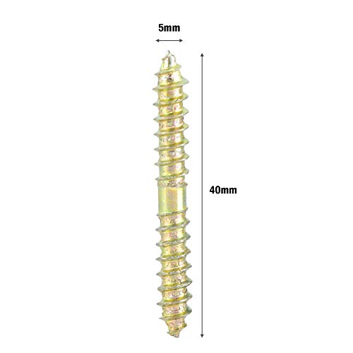 20 piezas tornillo de espiga 5 * 40mm tornillos con acabado de cabeza de espiga tornillos autorroscantes para carpintería muebles pasador de fijación tornillo de doble extremo