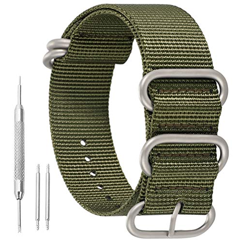 20mm ejército Prima del Verde del Estilo de la Robusto exótica Nylon Suave Tipo Reloj Pulsera de los Hombres del Deporte