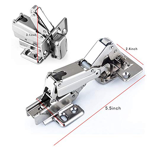 2PCS BESTZY 175 Grado Bisagras Automática sin Amortiguación Integrada Bisagra con Cierre Automático para Puerta de Empotrado Mueble Armario de Cocina Totalmente Solapado