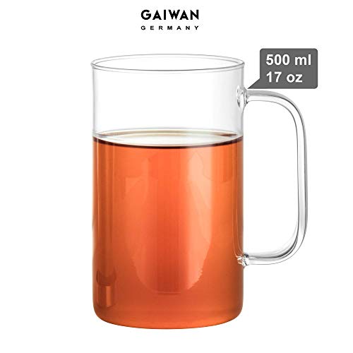 2x Vaso de té PURE550 hecho del Borosilicate a prueba de calor (500 ml) - lavavajillas a mano y altamente transparente - GAIWAN® GERMANY