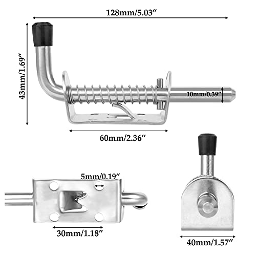 3 Piezas Pestillo de Muelle Cierre de Resorte para Puerta Puertas de Remolque Pestillo Perno De Cerradura De Puerta con Manija De Goma para Puertas De Cobertizo Ventanas Cerraduras De Piso De Garaje
