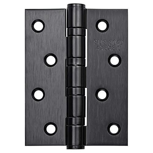 4 bisagras de puerta de 4 pulgadas, acero inoxidable negro con tornillos para varias puertas, 99 x 75 mm