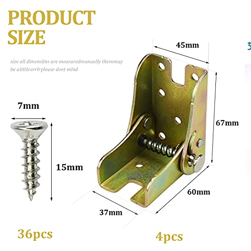 4 bisagras plegables de 90°, de acero, para mesas plegables, patas de mesa, patas de cama, con 36 tornillos y destornillador
