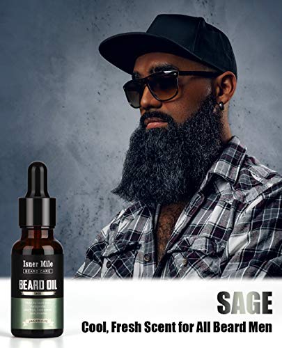 4 Paquetes Aceite de Barba, Kit Acondicionador Sin Enjuague, Madera de Cedro, Sándalo, Salvia, Naranja Dulce Para Hombres Bigotes Crecimiento, Suavidad, Hidratación, Regalos Perfectos Para Papá