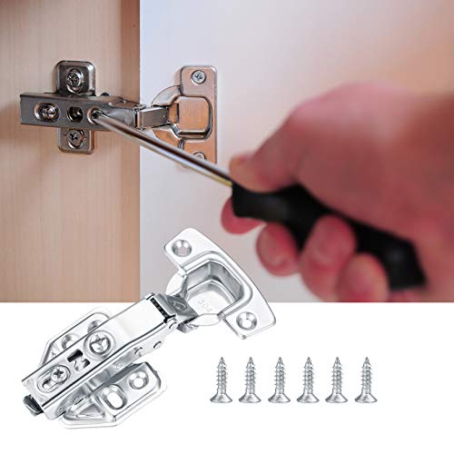 4 Piezas Bisagras de Puerta de Armario de Mueble, Bisagras de Muebles, Bisagras de Puerta de Cocina, Bisagras de Resorte Plegables con Tornillos, Bisagra Invisible de Acero Inoxidable