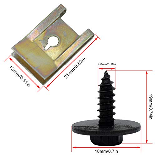 40 piezas protector de motor de chasis tuerca de Metal/arandelas de tornillo Clip en forma de U para guardabarros de coche tornillos de cabeza cruzada para E46 E92 E90 F10