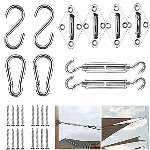 42 Piezas M5 Kit de Montaje para Toldo, Xiaorouqiu Heavy Duty Sun Shade Sail Hardware Kit de Acero Inoxidable en para Triángulo, Cuadrado, Rectángulo, Accesorios de fijación de Vela Sun Shade