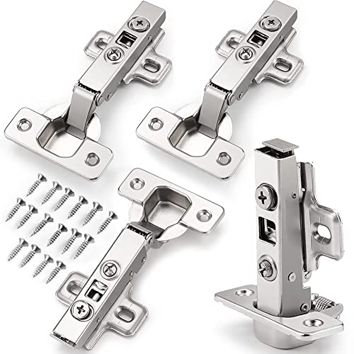 4pcs Bisagras cazoleta Rectas 105° con Clip Amortiguador regulación, Bisagras para Armario con Bisagra,Cierre Suave Bisagras,Automática Amortiguación Integradaspara Puertas