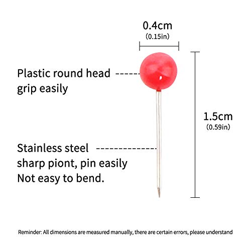 500 Piezas Chinchetas para Mapas, Alfileres de Colores de plástico con punta de acero 1/8 Pulgada Para la escuela, el trabajo, la familia, las aficiones
