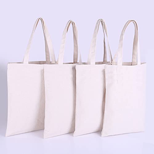 6 PCS Tote Bag bolsas de algodón, Bolsa de lona, Reutilizable Asas Largas para Ropa, Manualidades, Alimentos, Verduras, IR de Paseo y Uso Diario