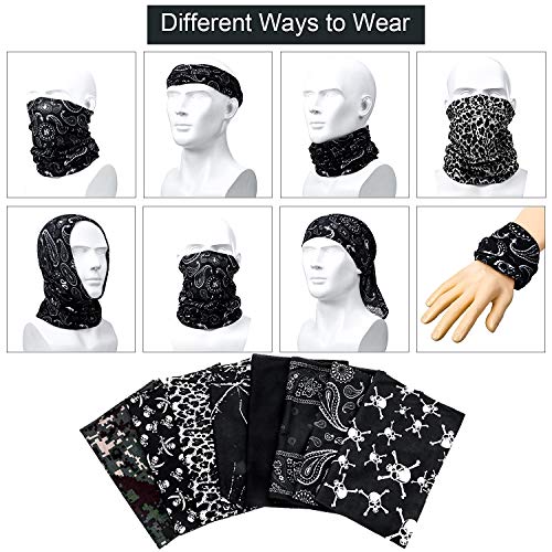 8 Piezas Bandana de Cara Braga de Cuello Bufanda de Tubo Diadema de Protección de UV Polvo Viento para Mujeres Hombres