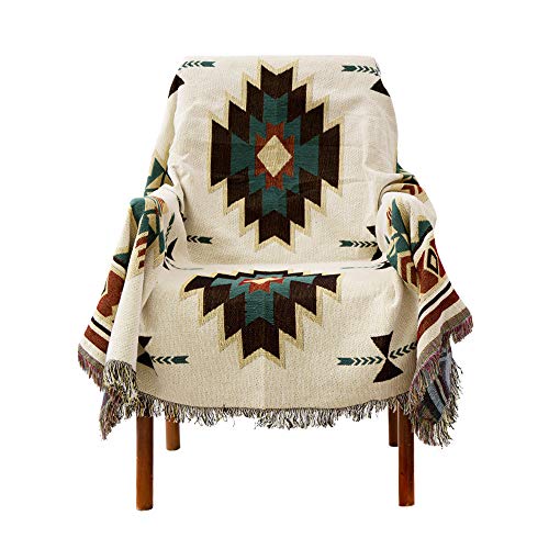 (90*90cm) Manta tribal étnica azteca con estampado navajo geométrico para sofá, decoración bohemia