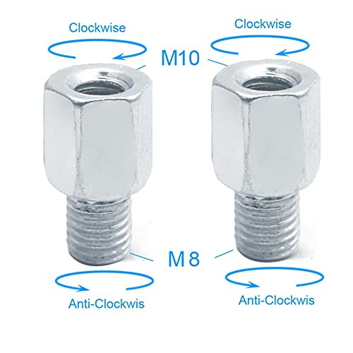 Adaptadores de espejo trasero de motocicletas de motos M10 10MM M8 8MM 6MM Rosca derecha en sentido horario a la derecha Rose de la mano izquierda Tornillo Cambio FQYXLX ( Color : 2x M10-M8 (R-L) )