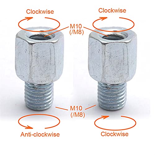 Adaptadores de espejo trasero de motocicletas de motos M10 10MM M8 8MM 6MM Rosca derecha en sentido horario a la derecha Rose de la mano izquierda Tornillo Cambio FQYXLX ( Color : 2x M10-M8 (R-L) )