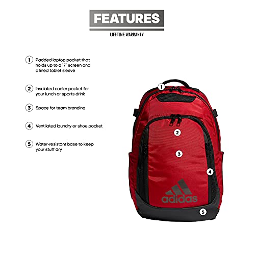 adidas 5-Star Team Backpack, Mochila Unisex Adulto, Power Red, talla única