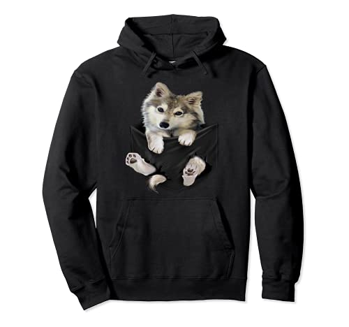 Adorable Bolsillo de Lobo Marrón Sudadera con Capucha