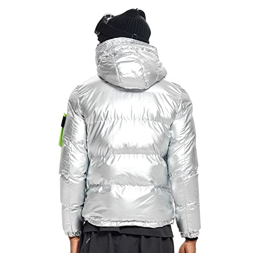 Adrexx Chaqueta de bombardero para hombre Moda deportiva Confort Burbuja Chaqueta ligera de temporada media blanco M