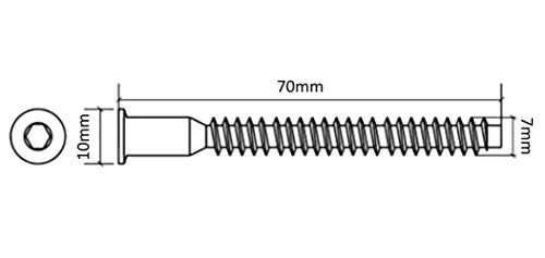 AERZETIX: 30x Tornillo para ensamblaje de Muebles Euro Cabeza avellanada Allen Ø7mm L:70mm C41547