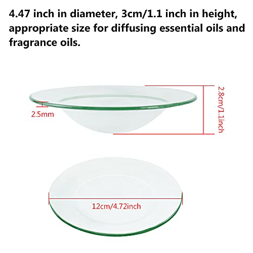 AFASOES 2 Pcs Cuenco de Cristal de Repuesto Plato de Cera de Aceite para Lámpara Aromática/Aromática, Transparente, 12 cm de Diámetro, Profundidad: 2.8cm