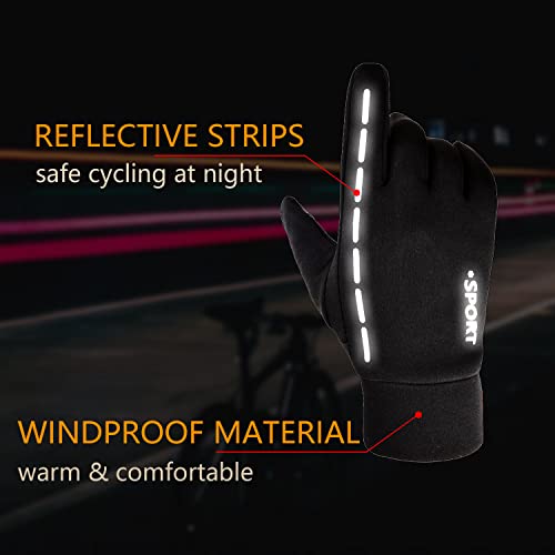 AFIT Guantes de Otoño Invierno a Prueba de Viento Impermeable Antideslizantes Ciclismo Bicicleta Correr Aire Libre Guantes Pantalla Táctil Guantes para Hombres y Mujeres (Rojo, M)