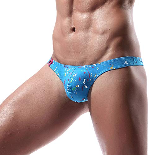 AIEOE Pack de 3 Tanga de Hombre de Algodón Manchas de Pintura Slip con Diseño Convexo en U con Cintura Baja - 3 Colores Asia XL/ES L