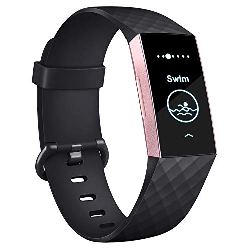 AK Correa para Fitbit Charge 3/Charge 3 SE, Reemplazo Ajustable Correa Accesorios Deporte para Fitbit Charge 3 (Y-Rose Gold+Black, Small)