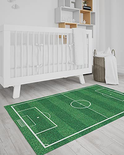 Alfombra Vinílica Infantil, 84 x 120 cm, Campo de Fútbol, Vinilo Decorativo para Estancia Infantil de Niños y Bebés, ALV-082