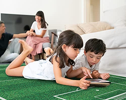 Alfombra Vinílica Infantil, 84 x 120 cm, Campo de Fútbol, Vinilo Decorativo para Estancia Infantil de Niños y Bebés, ALV-082