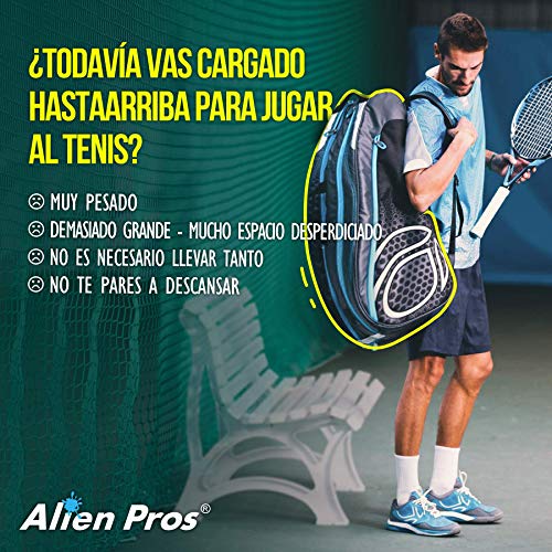 Alien Pros Mochila de Tenis Ligera para Raqueta y Accesorios, Estilo Bandolera, con Capacidad para Dos Raquetas, Mochila de Deporte Pequeña Unisex para Senderismo y Ciclismo (Negro)