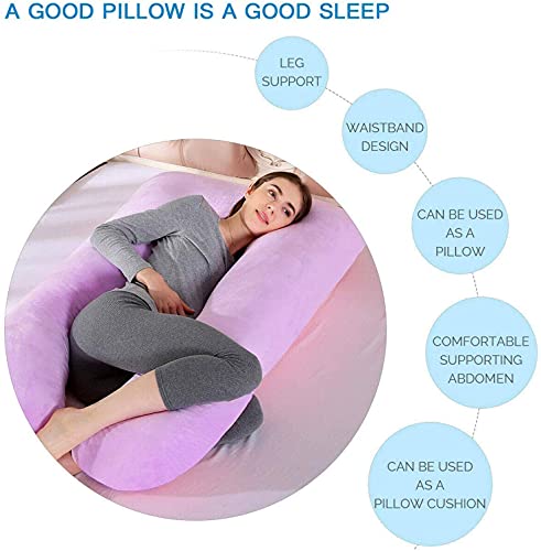 Almohada Embarazada Dormir, Multifuncional Embarazo Almohada de Cuerpo Completo con Funda de Almohada de Terciopelo Lavable