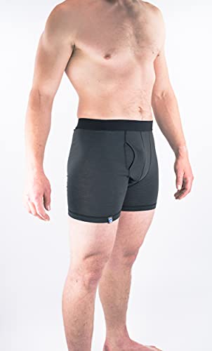 Alpin Loacker - Calzoncillos hombre boxer de lana merino para hombres - Los deportivos calzoncillos de merino wool para invierno y verano,Gris L