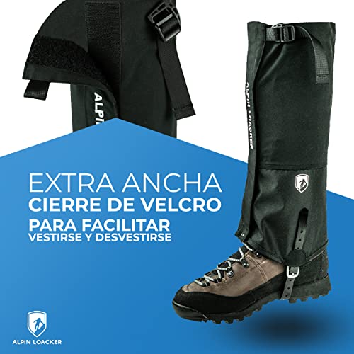 Alpin Loacker Polainas de senderismo 3L, raquetas de nieve como protección contra la lluvia - las polainas de primera calidad para uso en exteriores, Negro (L-41-45)