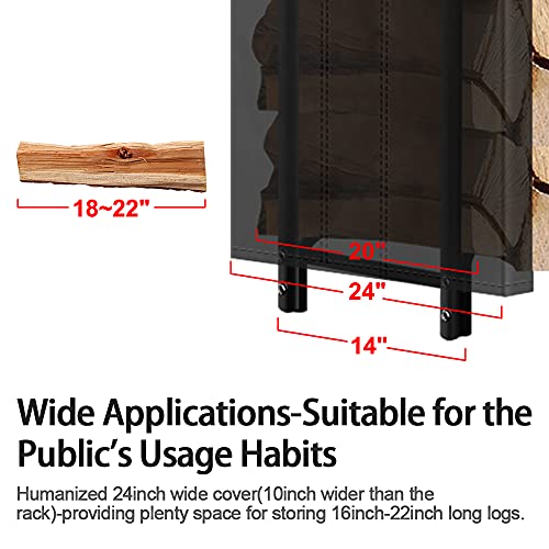 Amagabeli Estante para leña de 2,4 m con cubierta conjunto combinado de soporte impermeable para leña al aire libre para chimenea apilador de madera resistente para troncos de pati