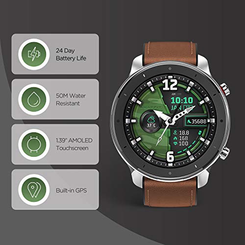 Amazfit GTR 47 Smartwatch Deportivo Reloj Inteligente AMOLED de 1.39" GPS + GLONASS Integrado Frecuencia cardíaca Continua de 24 Horas Larga duración de batería 14 dias 12 Modos Deportes-Aluminium