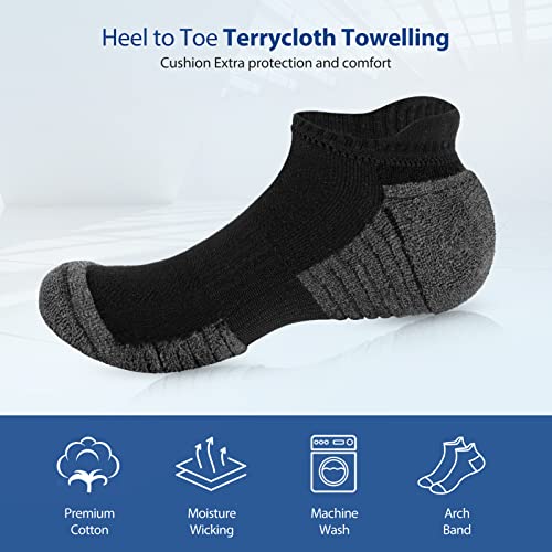 Amazon Brand - Eono Calcetines Deportivos para Hombres y Mujeres, 6 Pares Calcetines Deporte Tobilleros de Corte Bajo, Calcetines Algodón Cortos para Actividades al Aire Libre, Ocio y Trabajo