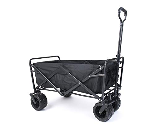 Amazon Brand - Umi Carro de Transporte Todoterreno Carro de Mano Carro de jardín Plegable los neumáticos con rodamiento Adecuado para Todos los terrenos(Negro)