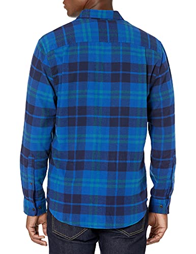 Amazon Essentials - Camisa de franela a cuadros de manga larga y ajuste regular para hombre, Azul (Bright Blue Plaid), US M (EU M)