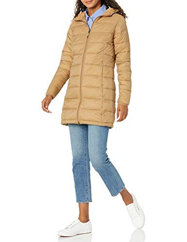 Amazon Essentials Lightweight Water-Resistant Packable Puffer Coat Abrigo Alternativo de plumón, Camel, XS