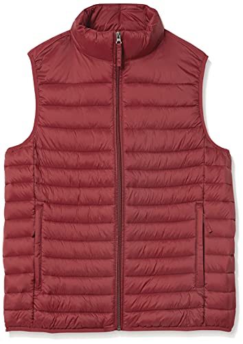 Amazon Essentials Lightweight Water-Resistant Packable Puffer Vest Chaleco de plumón, Rojo Oscuro, M