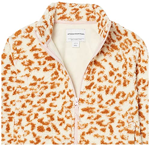 Amazon Essentials Sherpa Fleece Full-Zip Jacket Chaqueta de Forro Polar, Marfil, Leopardo, 8 años