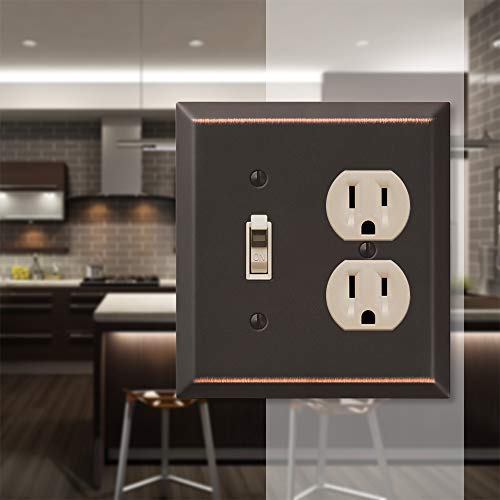 Amerelle 163TDDB Traditional Steel Wallplate with 1 Toggle/1 Duplex Outlet, Aged Bronze by Amerelle