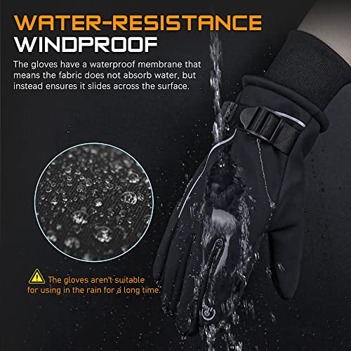 Amstory Guantes de Invierno Hombre Mujer, Guantes Térmicos Tactiles Nieve Negro Guantes Moto Ciclismo Invierno Frio Guantes Polares para Running BTT MTB Bicicleta Conduciendo Trekking Pescar (S)