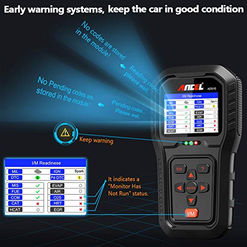 ANCEL AD510 Auto Diagnóstico del Coche OBD 2 Escáner Lector de Código de Falla Motor Herramienta de Exploración de Diagnóstico Automotriz con Detección de Batería en español